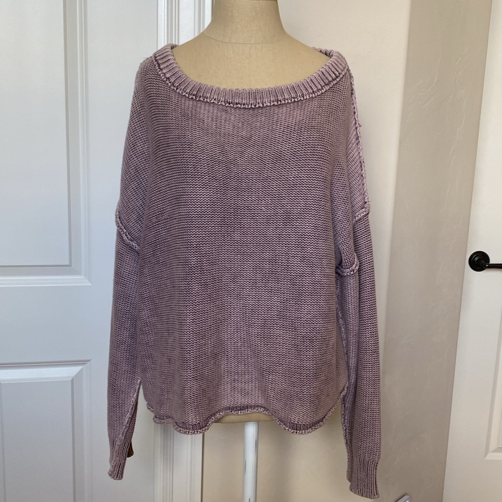 Mustard Seed Distressed Sweater Womens L Dusty Rose Faded Boho Oversized boxy